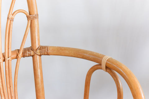 Vintage Set of Four Wicker/Rattan/Bamboo Arm Chairs