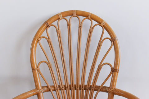 Vintage Set of Four Wicker/Rattan/Bamboo Arm Chairs