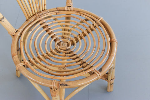 Vintage Set of Four Wicker/Rattan/Bamboo Dining Chairs