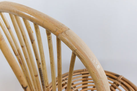 Vintage Set of Four Wicker/Rattan/Bamboo Dining Chairs