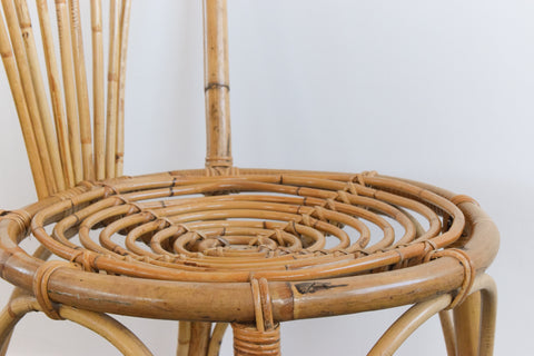 Vintage Set of Four Wicker/Rattan/Bamboo Dining Chairs