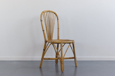 Vintage Set of Four Wicker/Rattan/Bamboo Dining Chairs