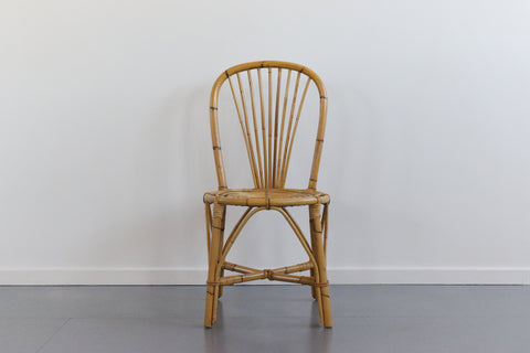 Vintage Set of Four Wicker/Rattan/Bamboo Dining Chairs