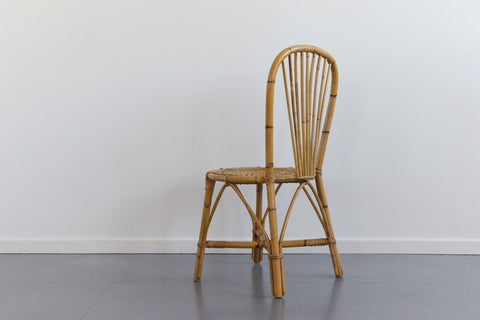 Vintage Set of Four Wicker/Rattan/Bamboo Dining Chairs