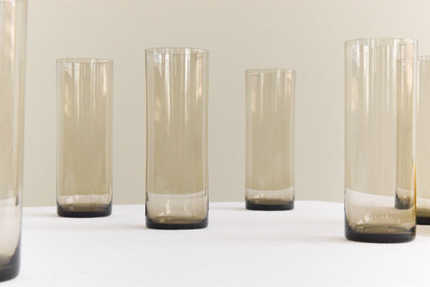 Vintage Set of Six Danish Holmegaard Per Lütken Smoke Glass Drinking Glasses