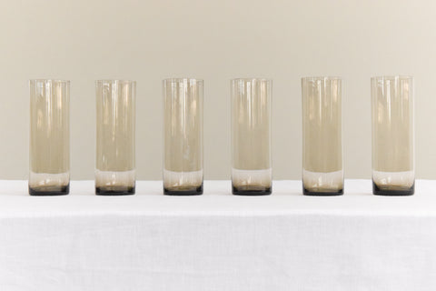 Vintage Set of Six Danish Holmegaard Per Lütken Smoke Glass Drinking Glasses