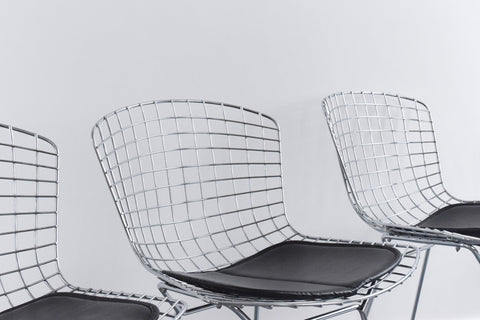 Vintage Set of Six Harry Bertoia Model 420C Chrome Steel Wire Chairs