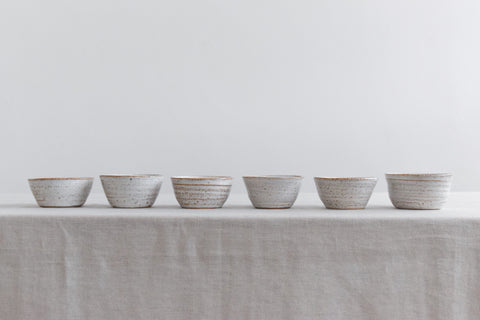 Vintage Set of Six Small Rustic Studio Pottery Bowls
