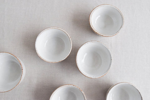 Vintage Set of Six Small Rustic Studio Pottery Bowls