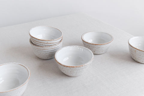Vintage Set of Six Small Rustic Studio Pottery Bowls