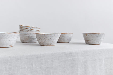 Vintage Set of Six Small Rustic Studio Pottery Bowls