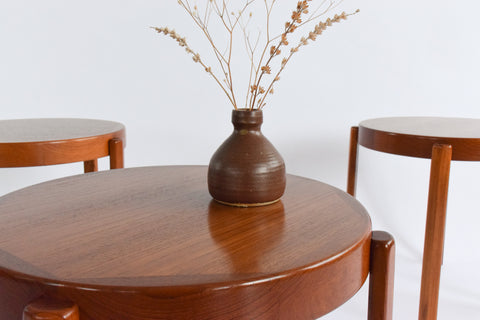 Vintage Set of Three Danish Stackable Side Tables by Møbelfabrikken Toften
