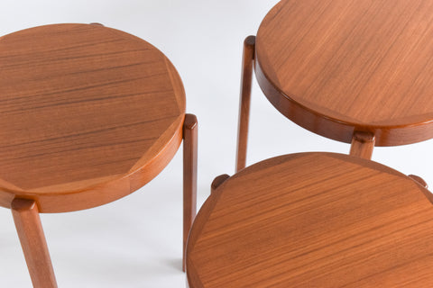 Vintage Set of Three Danish Stackable Side Tables by Møbelfabrikken Toften