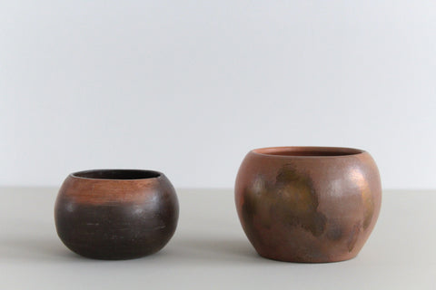 Vintage Set of Three Studio Pottery Glazed Pots
