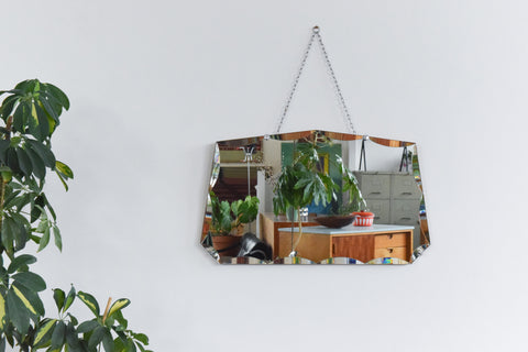 Vintage Frameless Bevelled Mirror