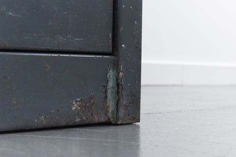 Vintage Metal Three Drawer Blue/Grey Metal Filing Cabinet