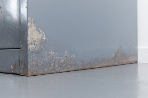 Vintage Metal Three Drawer Blue/Grey Metal Filing Cabinet
