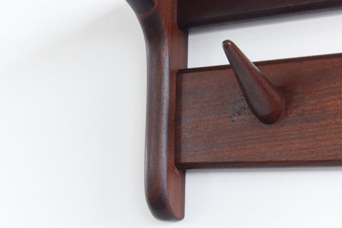 Vintage Afrormosia Wall Mounted Coat Rack with Parcel Shelf by John Herbert for A. Younger Ltd