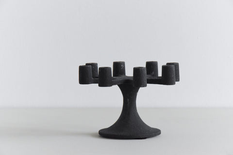 Vintage Small 1960s Black Cast Iron Candelabra by Robert Welch