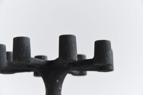 Vintage Small 1960s Black Cast Iron Candelabra by Robert Welch