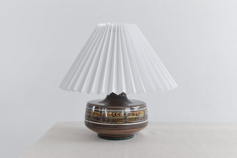 Vintage Small Ceramic Table Lamp by Jersey Pottery with New Pleated Shade
