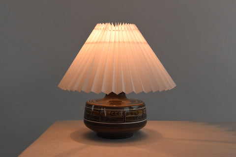 Vintage Small Ceramic Table Lamp by Jersey Pottery with New Pleated Shade