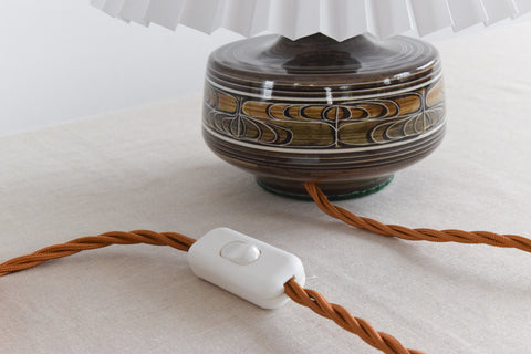 Vintage Small Ceramic Table Lamp by Jersey Pottery with New Pleated Shade