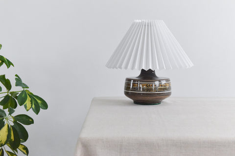 Vintage Small Ceramic Table Lamp by Jersey Pottery with New Pleated Shade