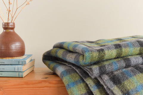 Vintage Small Checked Blanket by Ballantyne of Scotland