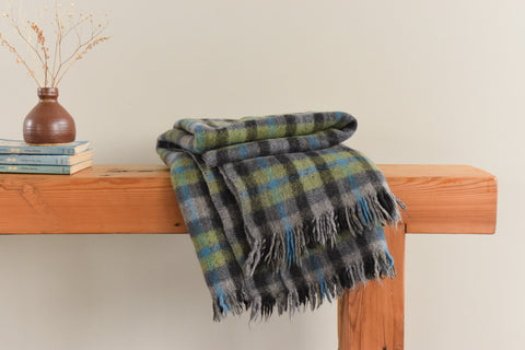 Vintage Small Checked Blanket by Ballantyne of Scotland