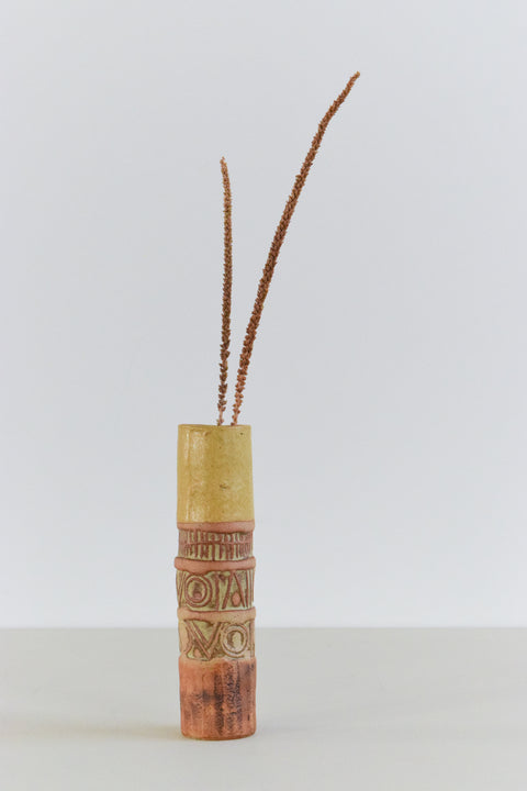 Vintage Small Cylindrical Studio Pottery Ceramic Vase by Louis Hudson