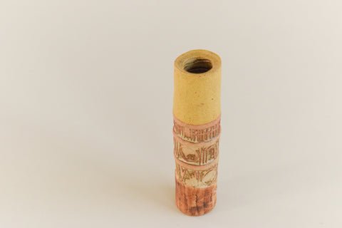 Vintage Small Cylindrical Studio Pottery Ceramic Vase by Louis Hudson