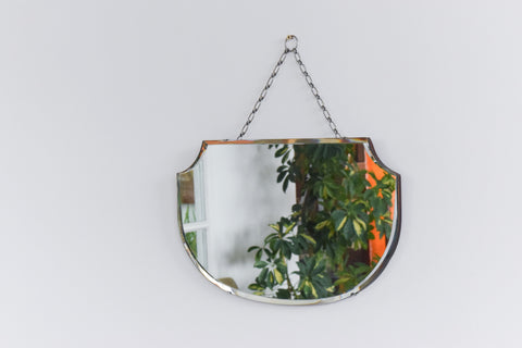 Vintage Small Frameless Bevelled Mirror
