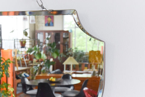 Vintage Small Frameless Bevelled Mirror