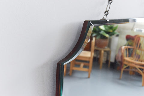 Vintage Small Frameless Bevelled Mirror