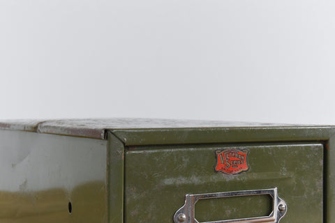 Vintage Green Metal Filing Box Single Drawer Veteran Series