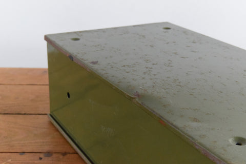 Vintage Green Metal Filing Box Single Drawer Veteran Series