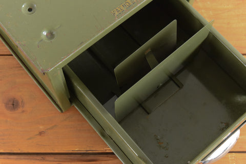 Vintage Green Metal Filing Box Single Drawer Veteran Series