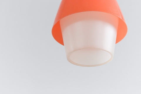 Vintage Small Plastic Orange and White Pendant Shade