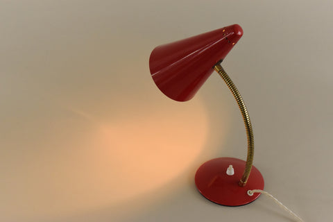 Vintage Small Red Gooseneck Desk Lamp