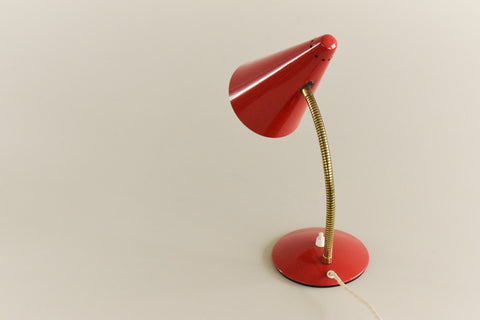 Vintage Small Red Gooseneck Desk Lamp
