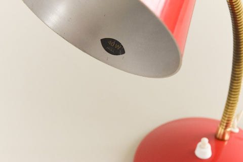 Vintage Small Red Gooseneck Desk Lamp