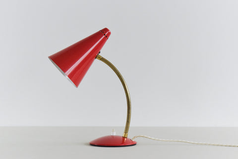 Vintage Small Red Gooseneck Desk Lamp
