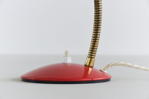 Vintage Small Red Gooseneck Desk Lamp