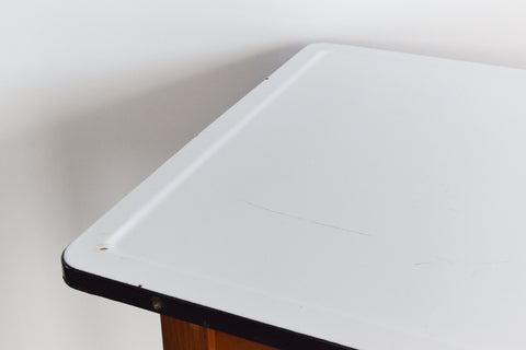Vintage Small White Enamel Topped Kitchen Table by Remploy
