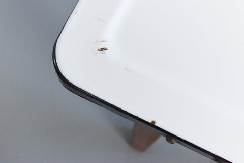Vintage Small White Enamel Topped Kitchen Table by Remploy