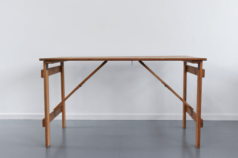 Vintage Small Rustic Wooden Folding Trestle Table