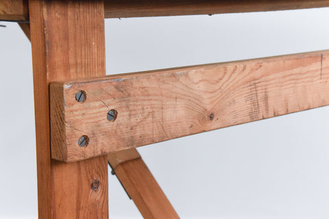 Vintage Small Rustic Wooden Folding Trestle Table