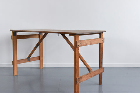 Vintage Small Rustic Wooden Folding Trestle Table