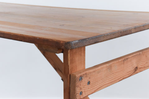 Vintage Small Rustic Wooden Folding Trestle Table